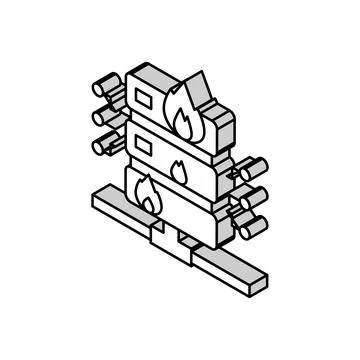 Server fire security system isometric icon vector illustration Stock Illustration