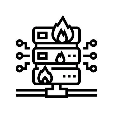 Server fire security system line icon vector illustration 스톡 일러스트