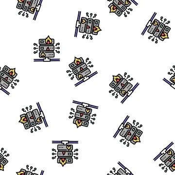Server fire security system vector seamless pattern Illustrazione stock