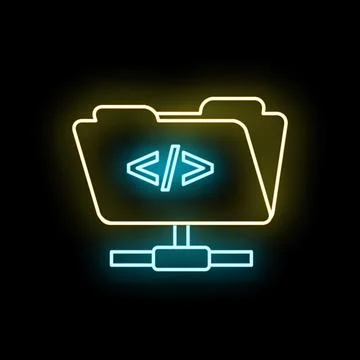 Server folder coding programming neon glowing outline イラスト素材