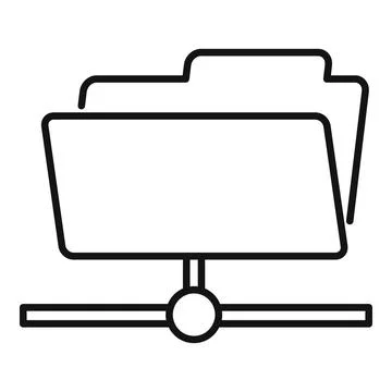 Server folder icon, outline style Stock Illustration