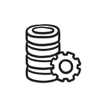 Server with gear sketch icon イラスト素材