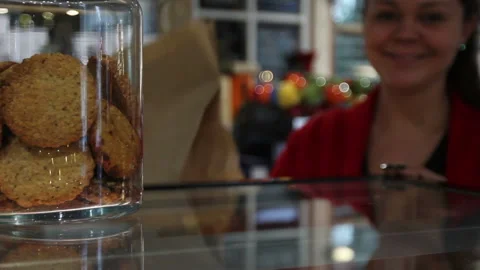 Server giving purchase bag Stock Footage 85512346