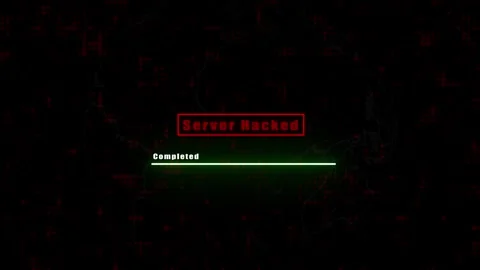 'Server Hacked' with earth outline icon animation. Stock Footage 286143015