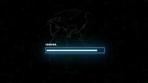 'Server Hacked' with progress bar and earth outline icon animation. Stock Footage 286143014
