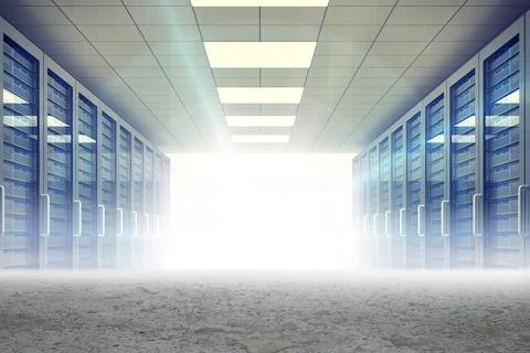 Server hallway in desert setting Stockillustratie