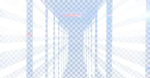 Server Hallway with lights on Alpha Channel イラスト素材