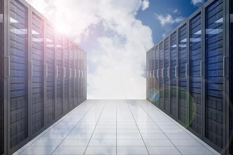 Server hallway in the sky Stock Illustration