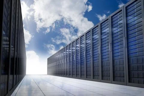 Server hallway in the sky Stock Illustration