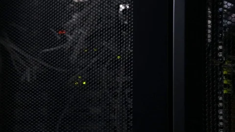 Server hard drives SATA computer racks in datacenter close up Video stock 106888652