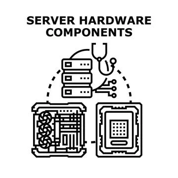 Server hardware components concept for computer technology 库存插图