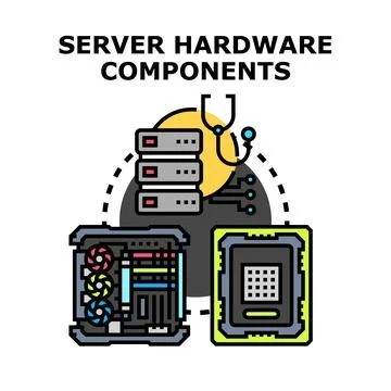 Server hardware components concept for computer technology Stock Illustration