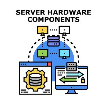 Server hardware components connecting global data network イラスト素材
