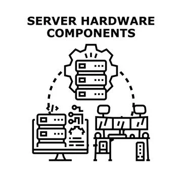Server hardware components managing cloud computing infrastructure Illustrazione stock