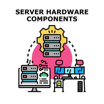 Server hardware components managing cloud computing infrastructure Stock-Illustration