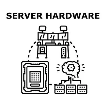 Server hardware management infrastructure concept managing computing Stock Illustration