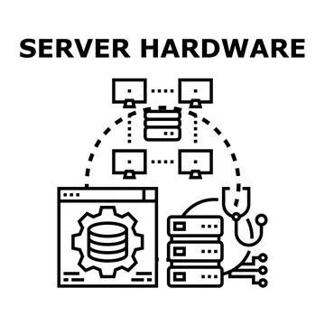 Server hardware managing data and network infrastructure Stock Illustration