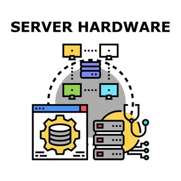 Server hardware managing data and network infrastructure Illustrazione stock