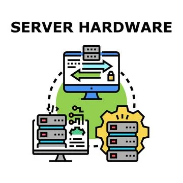Server hardware managing data transferring and processing Stock Illustration