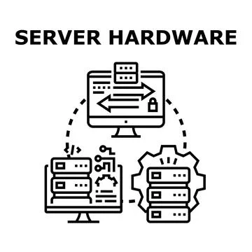 Server hardware managing data transferring and processing Stock Illustration