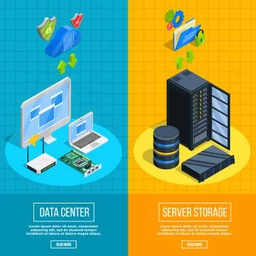 Server Hardware Vertical Banners Stock Illustration