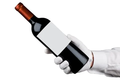 Server holding a bottle of wine Stock Photos