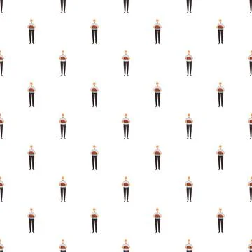Server holding roasted turkey seamless pattern repeating background Stock Illustration