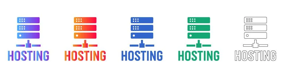 Server Hosting Network Infrastructure Icons Stock Illustration