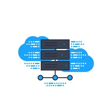 Server, hosting services, cloud system icon Stock Illustration