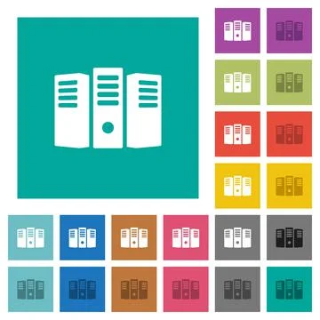 Server hosting square flat multi colored icons Stockillustratie