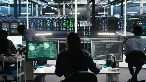 Server hub admin responds to cyberattack attempting to access confidential data Stock Footage 309506818