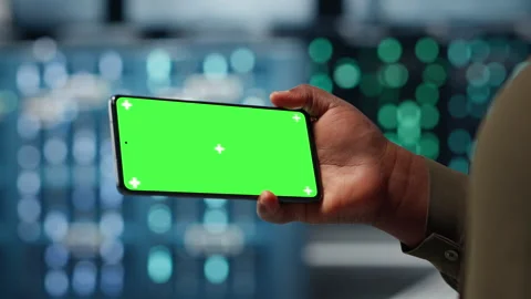 Server hub admin uses isolated screen smartphone to watch video tutorial Stock Footage 317123787