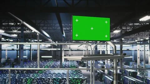 Server hub green screen computer monitoring systems Stock Photos
