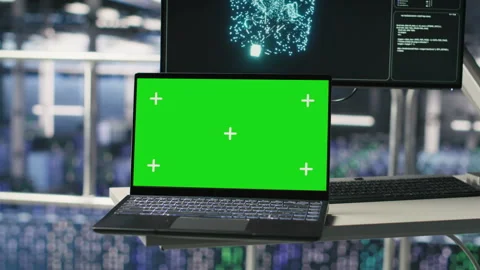 Server hub isolated screen laptop monitoring systems Stock Footage 310782568