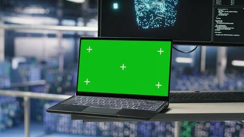 Server hub isolated screen laptop monitoring systems Stock Photos
