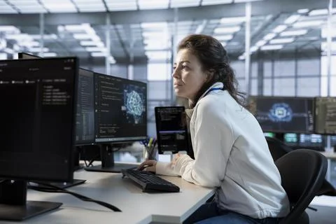 Server hub specialist using AI tech to forecast potential issues Foto stock