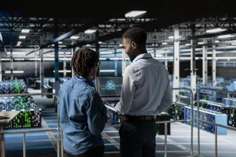 Server hub teamworking IT experts visualizing large language model 스톡 사진