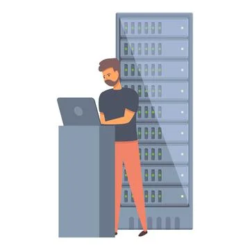 Server icon cartoon vector. Computer system Stock Illustration