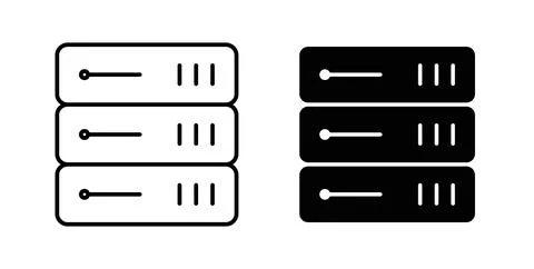 Server icon collection in black, Line icons, flat symbols イラスト素材