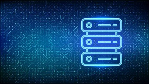 Server icon. Computer server and data storage background. Server hosting. Dat Stock Illustration