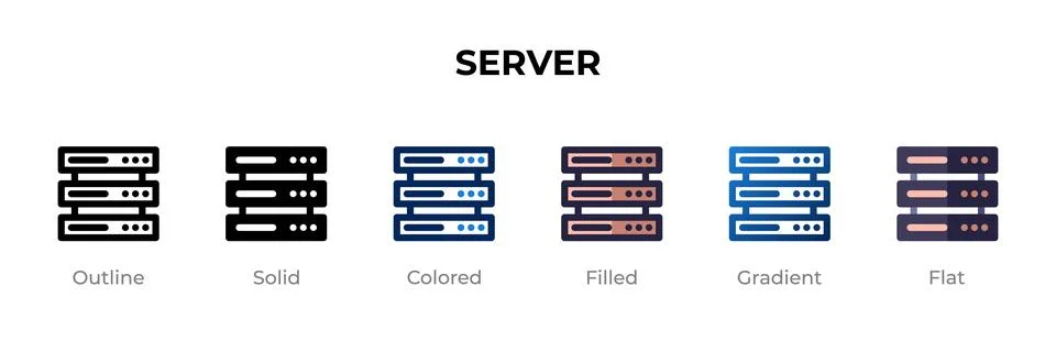 Server icon in different style. Server vector icons designed in outline, so.. Stock Illustration