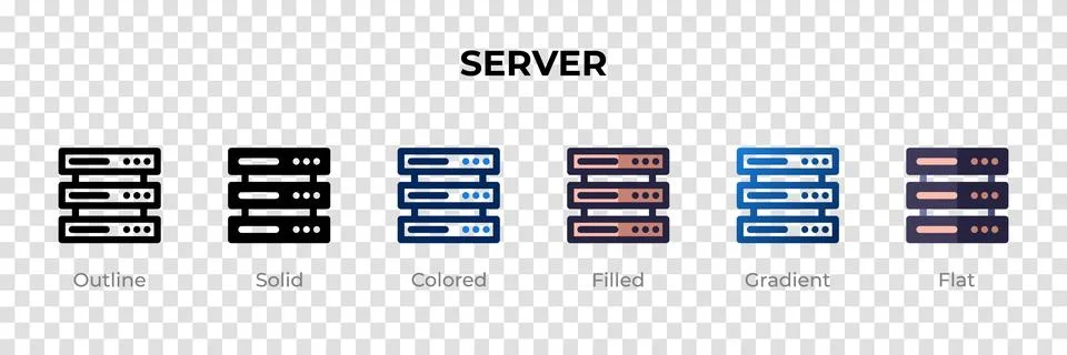 Server icon in different style. Server vector icons designed in outline, so.. Stock Illustration