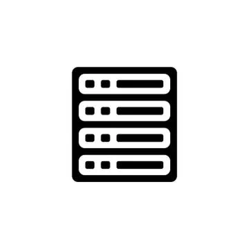 Server Icon In Flat Style Vector For Apps, UI, Websites. Black Icon Vector Stock Illustration