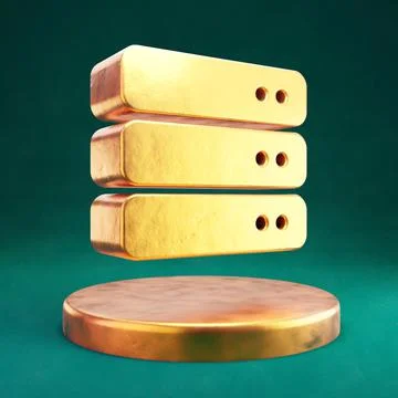 Server icon. Fortuna Gold Server symbol on golden podium. Ilustración de archivo