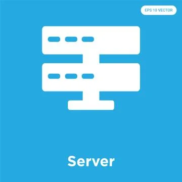 Server icon isolated on blue background Free Stock Illustration