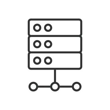 Server icon in line design. server, data center, network storage, hosting Stock Illustration