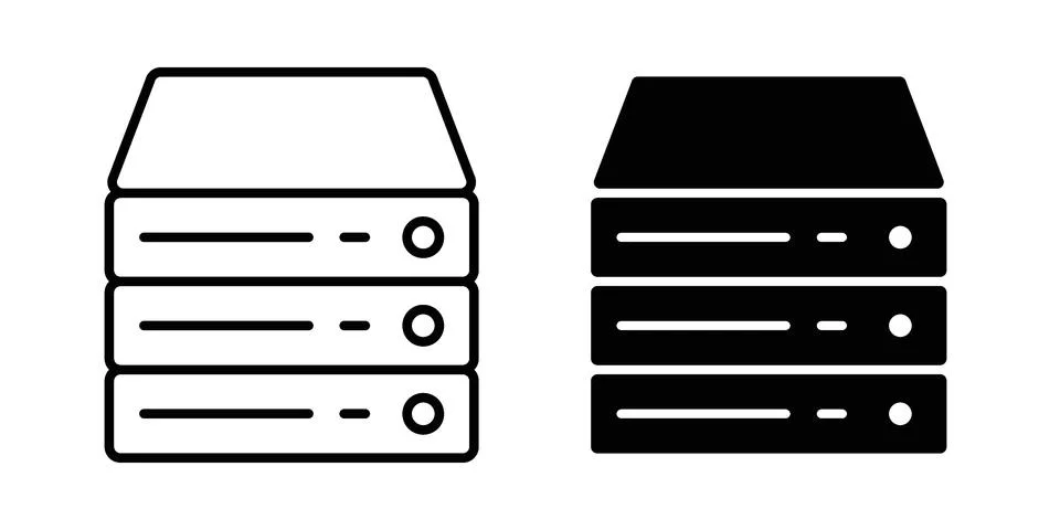 Server icon linear versions pack on white background Stock-Illustration