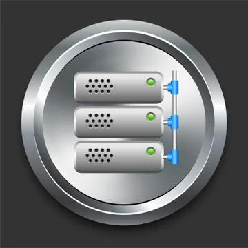 Server Icon on Metal Internet Button Stock Illustration