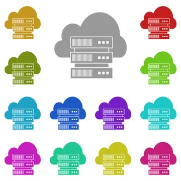 Server icon in multi color. Simple glyph vector of Technology set for UI and  Stock Illustration