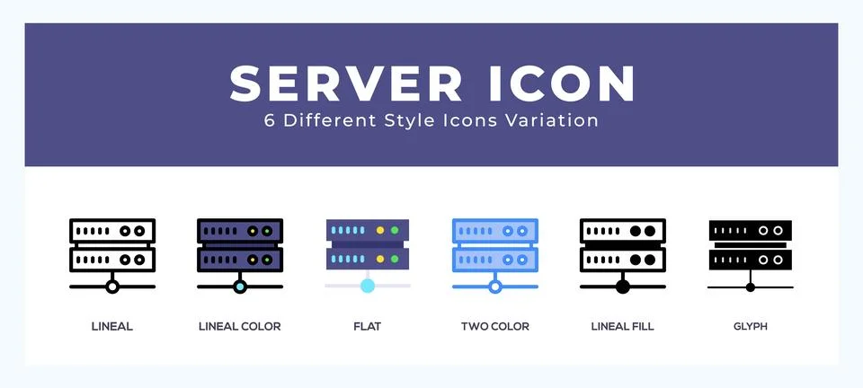 Server icon set. Design elements for logo Stock Illustration